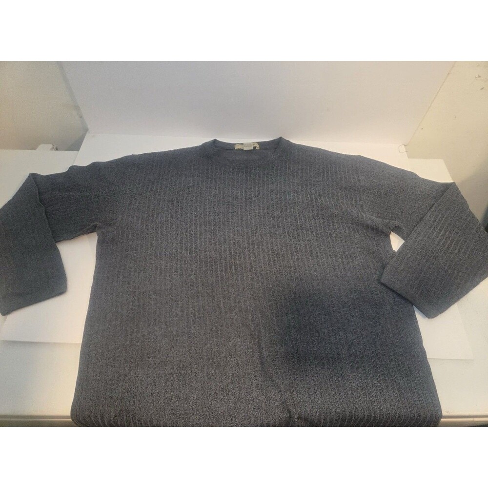 Basic Equipment Men's Gray Knit Crew Neck Pullover Sweater Long Sleeve L